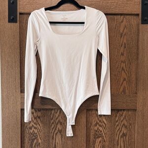 nuuds white square neck bodysuit